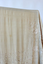 Ecru Embroidered Silk Piano Shawl