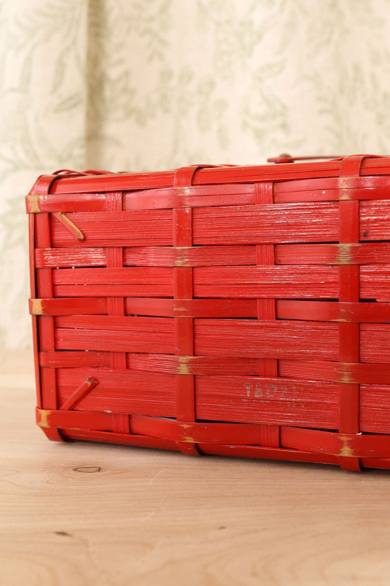 Japanese Lacquered Wood Basket Bag