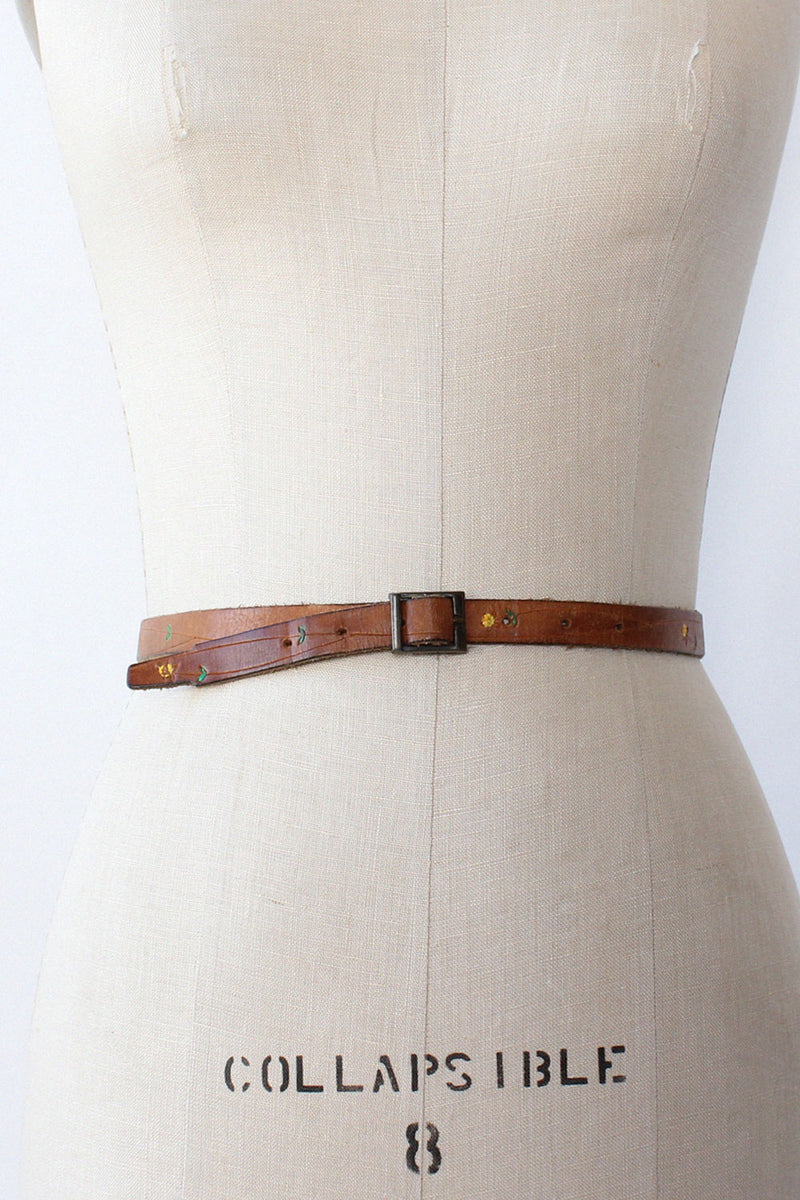 Ditsy Floral Thin Leather Belt