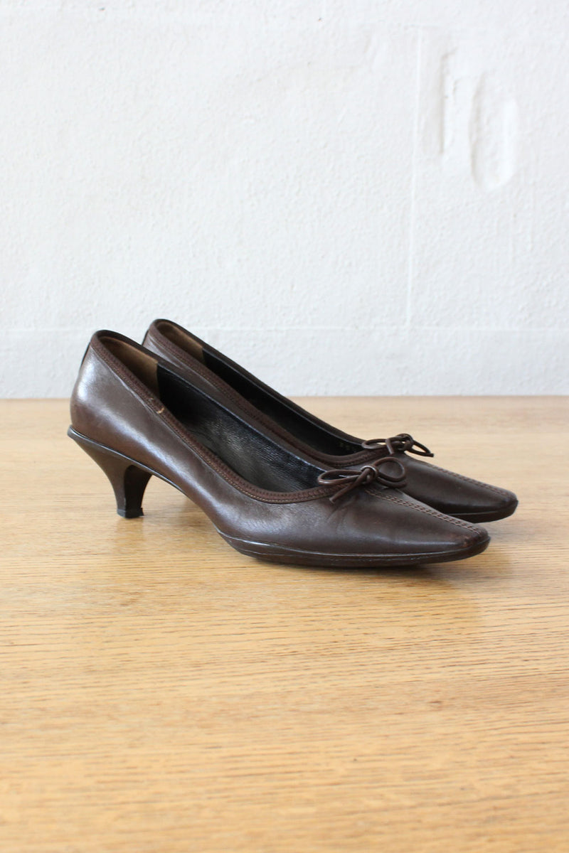 Prada Leather Bow Heels 5-5.5