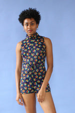 Navy Floral Romper Ensemble S