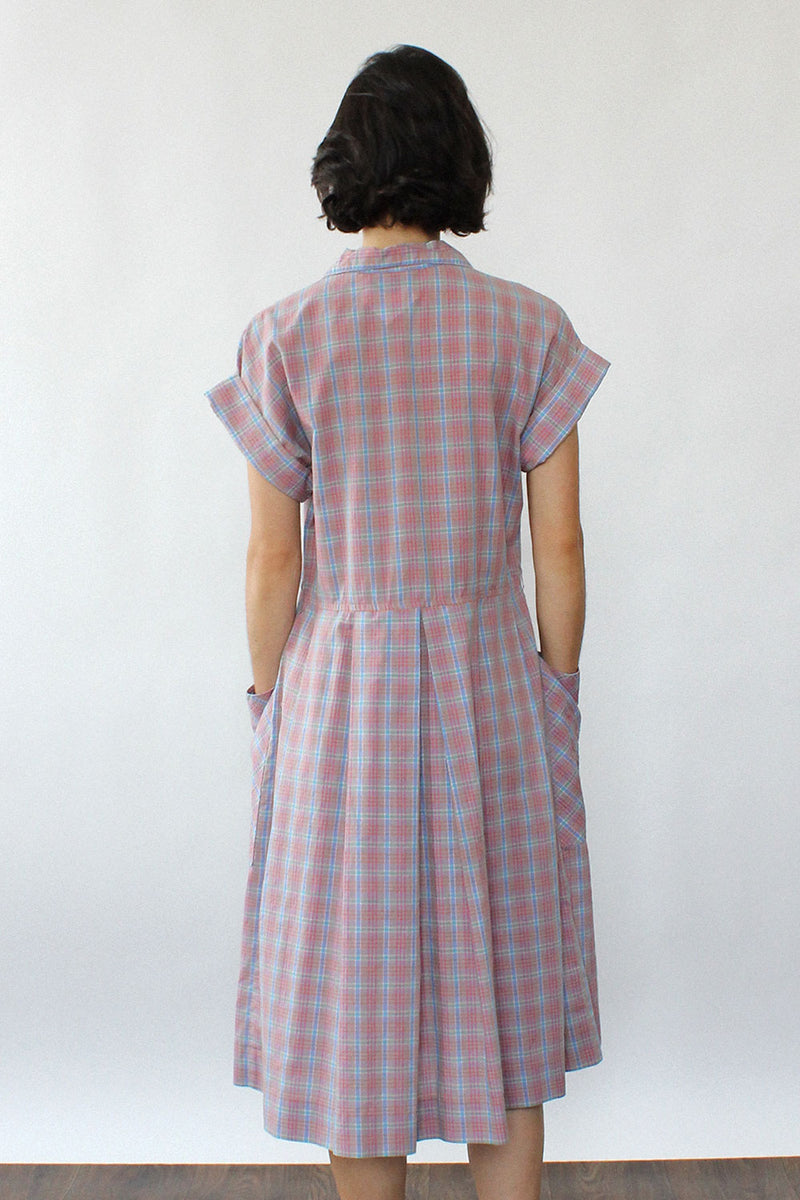 Mauve Plaid Pocket Dress S/M