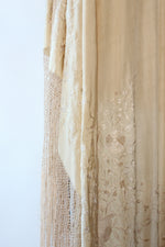 Ecru Embroidered Silk Piano Shawl