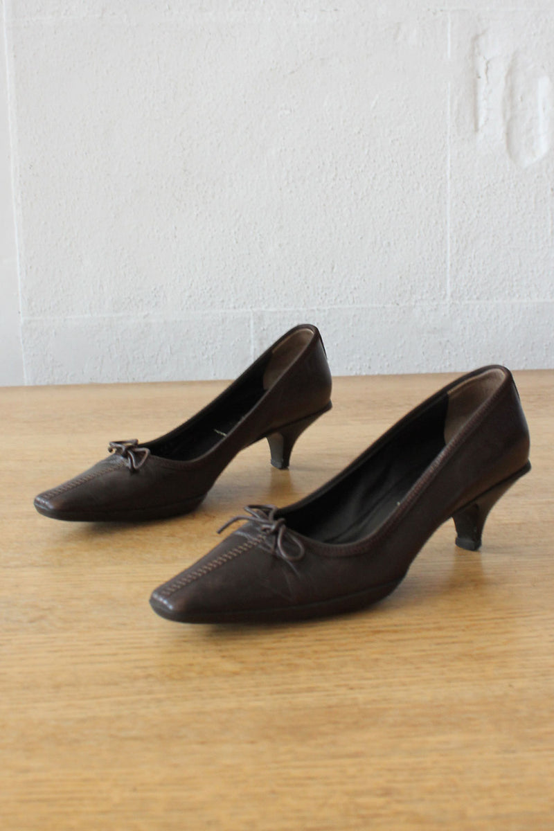 Prada Leather Bow Heels 5-5.5