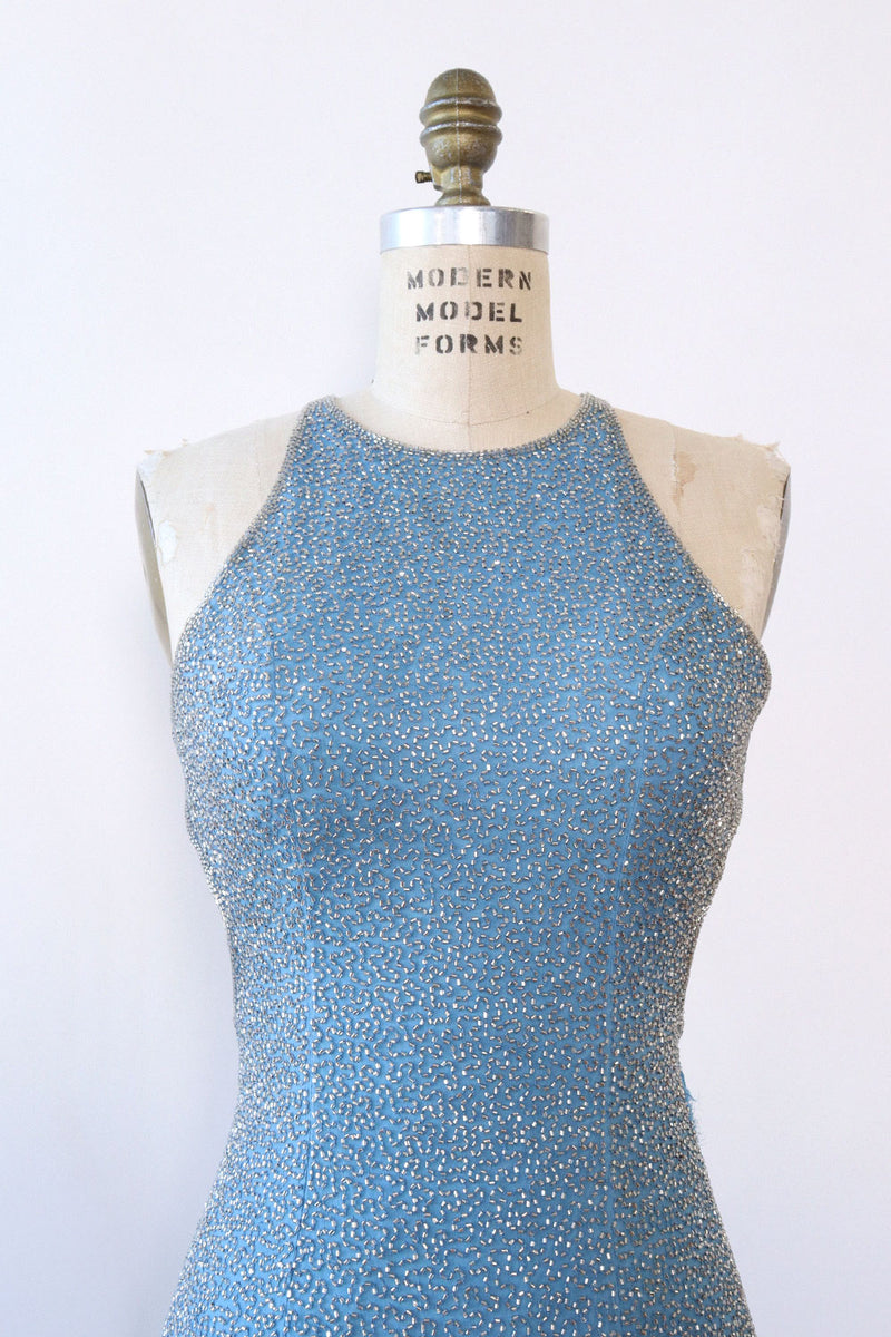 Ice Blue Beaded Open Back Gown XS/S