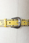 Yellow Studded Leather Belt