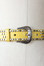 Yellow Studded Leather Belt