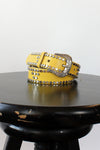 Yellow Studded Leather Belt