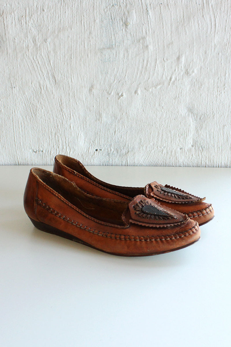 Embellished Leather Moccasins 8 1/2