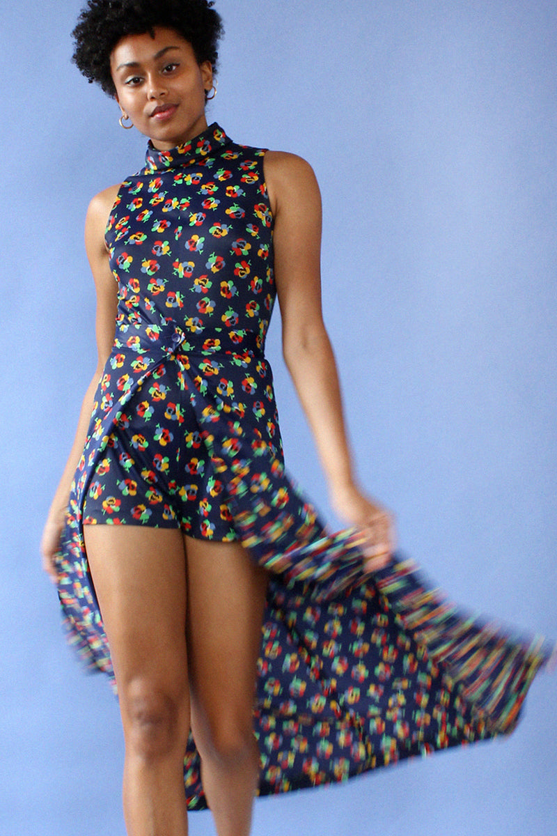 Navy Floral Romper Ensemble S