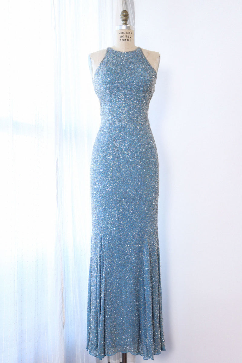 Ice Blue Beaded Open Back Gown XS/S