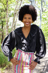 Black Silk Puffy Blouse M/L