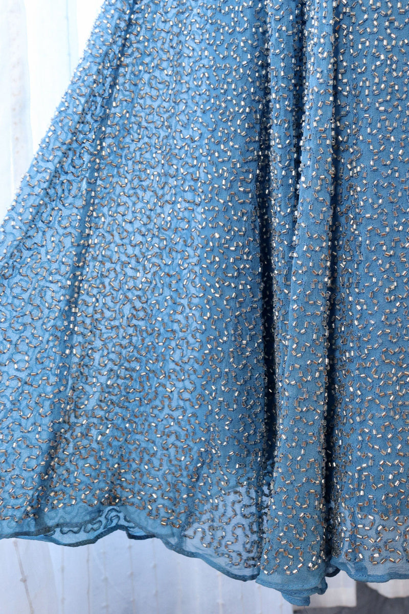 Ice Blue Beaded Open Back Gown XS/S