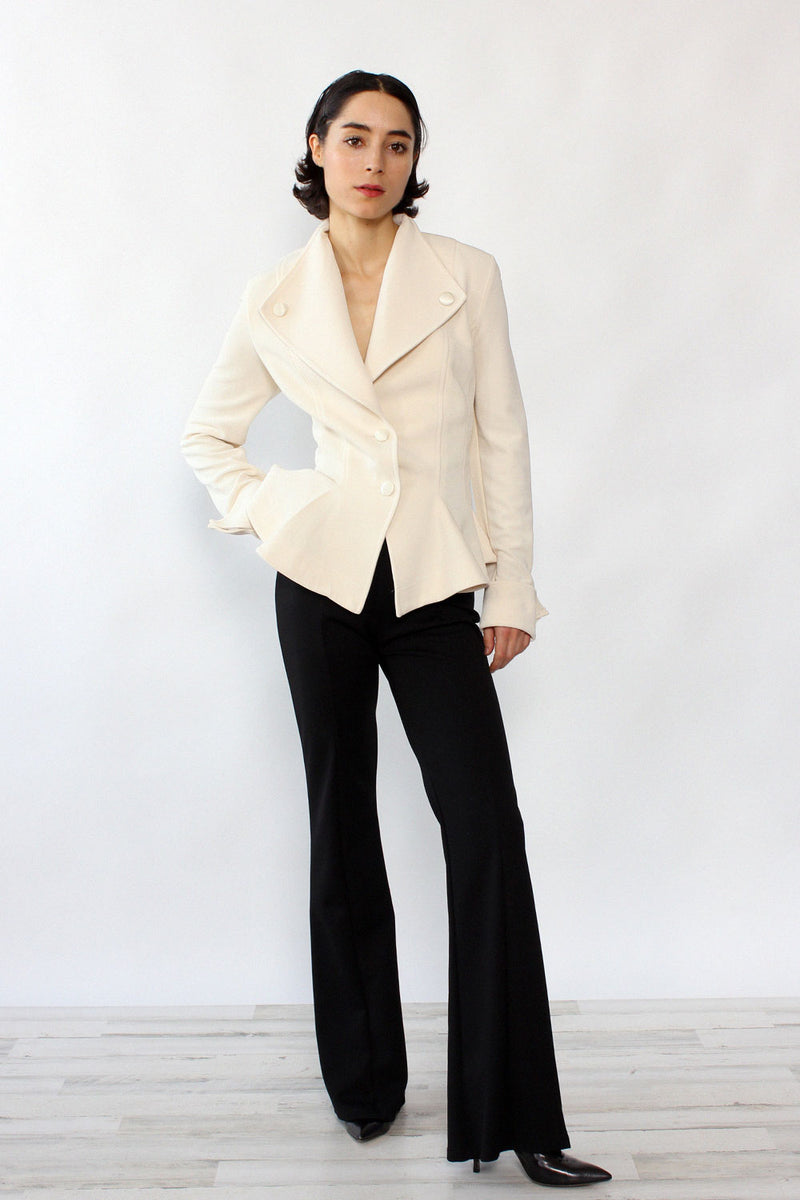 Cream Peplum Jacket M