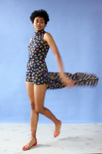 Navy Floral Romper Ensemble S