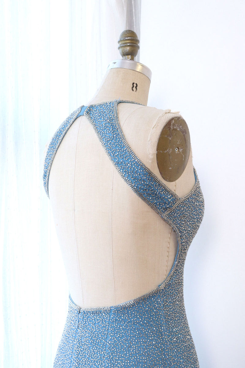 Ice Blue Beaded Open Back Gown XS/S