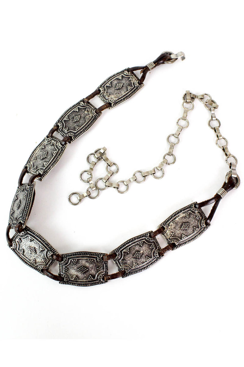 Cast Metal & Leather Belt