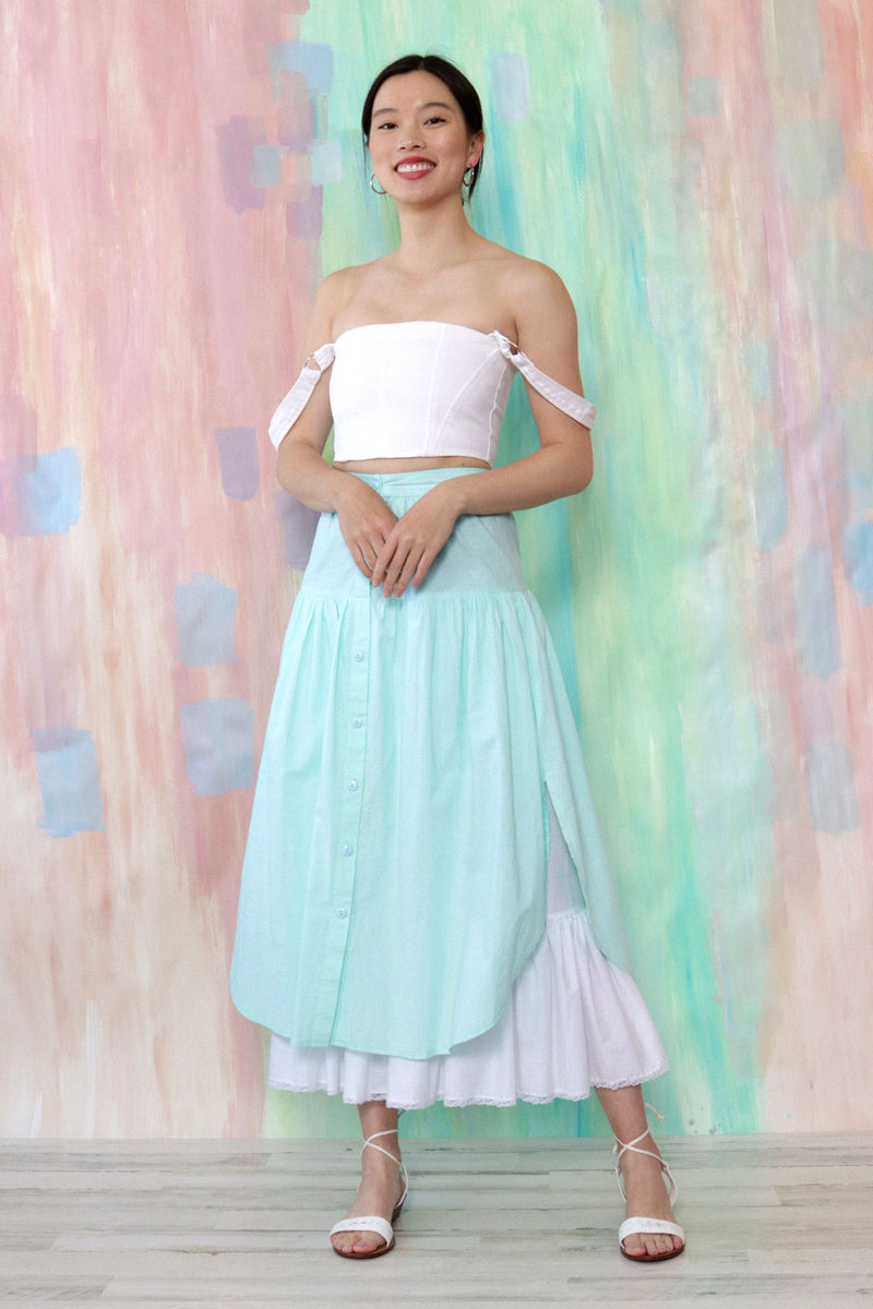 Seafoam Ruffled Petticoat Skirt S