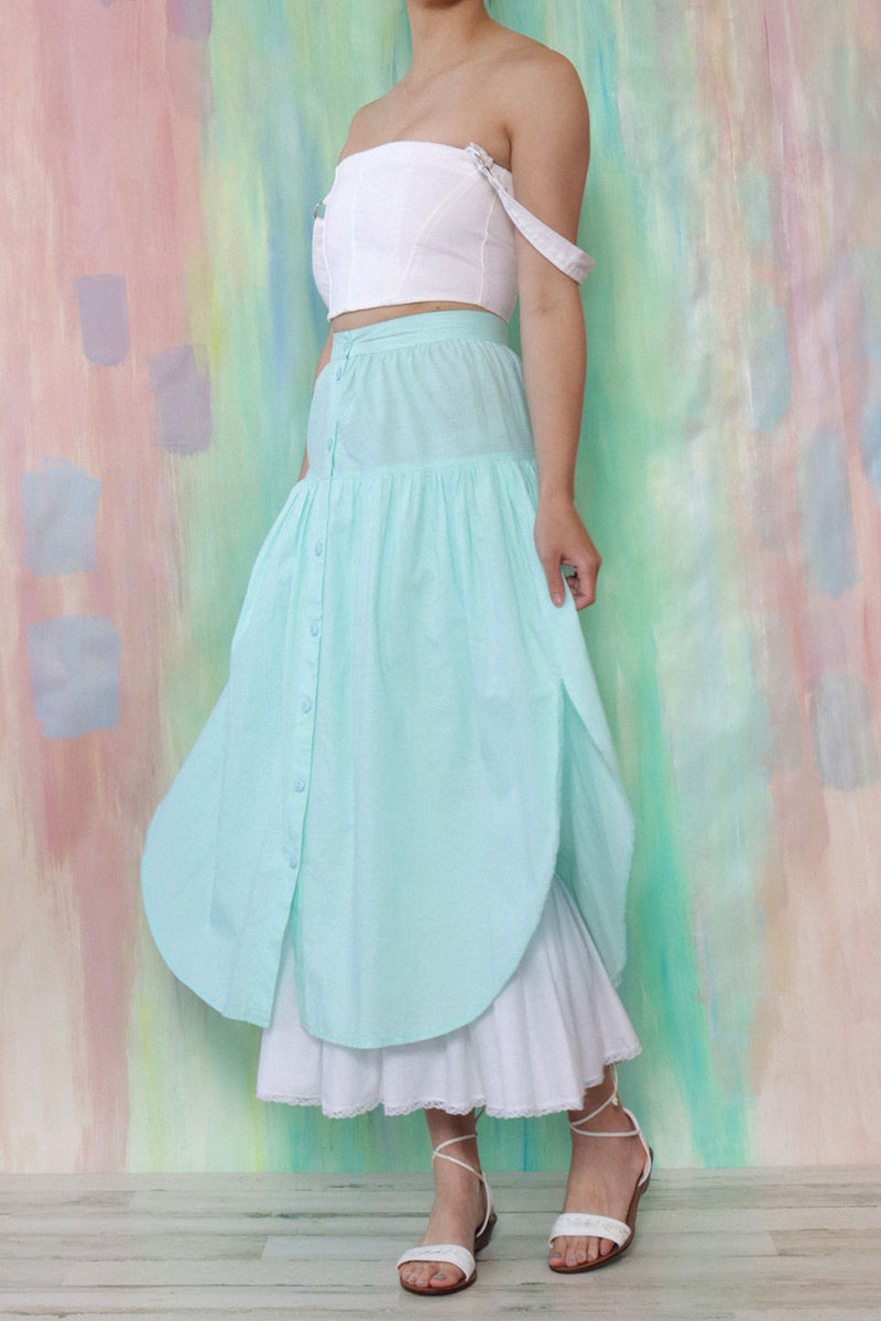 Seafoam Ruffled Petticoat Skirt S