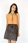 60s Leather Lace-Up Skirt M