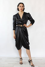 Wet Look Ruched Peg Dress M/L