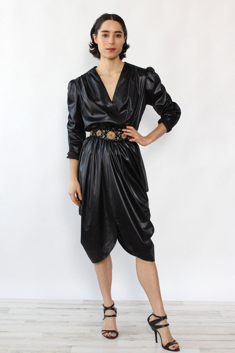 Wet Look Ruched Peg Dress M/L