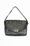 Black Tooled Leather Boxy Bag