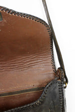 Black Tooled Leather Boxy Bag