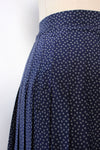 Navy Circle Dot Pleat Skirt L