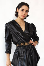 Wet Look Ruched Peg Dress M/L
