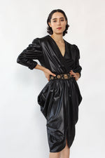 Wet Look Ruched Peg Dress M/L