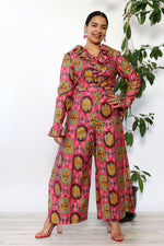 Ikat Ruffled Palazzo Jumpsuit L