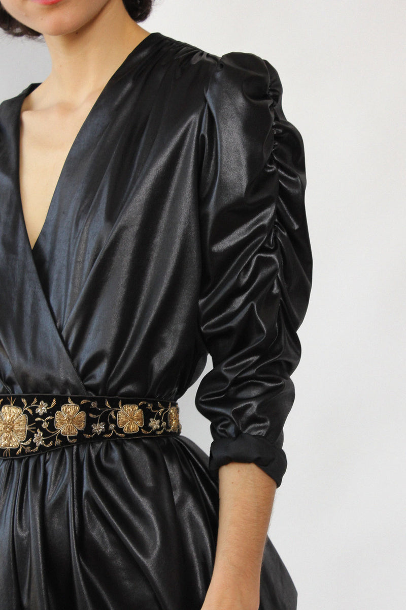 Wet Look Ruched Peg Dress M/L
