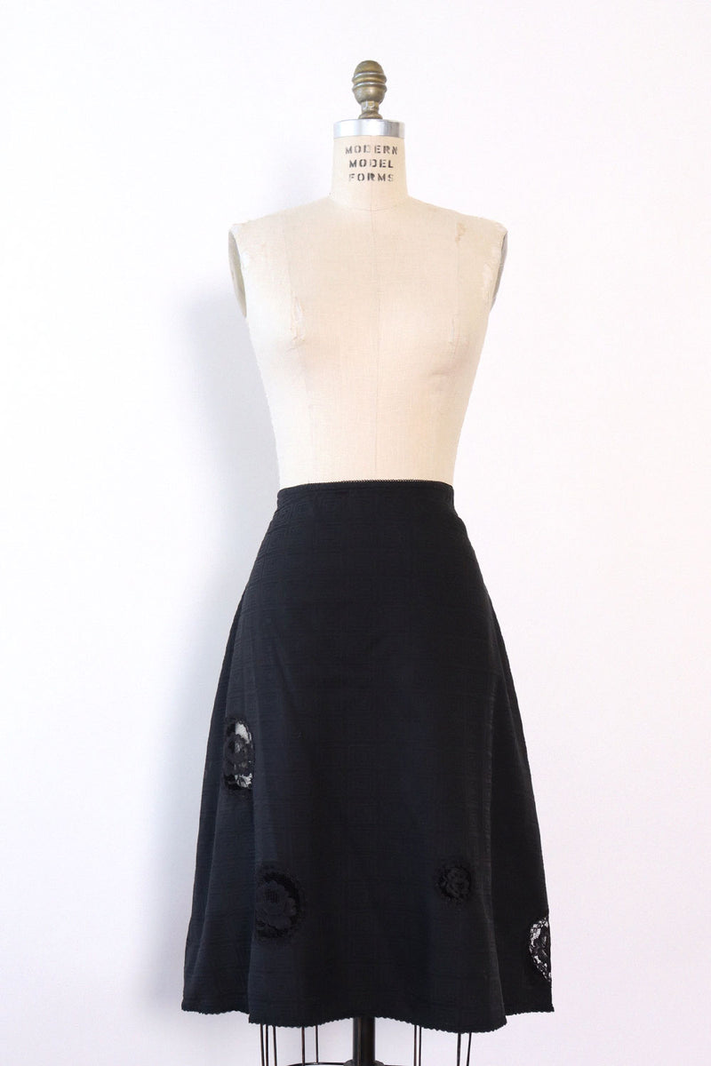 Jacquard Flare Lace Inset Skirt M/L