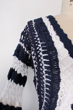 Striped Crochet Net Cardi S/M
