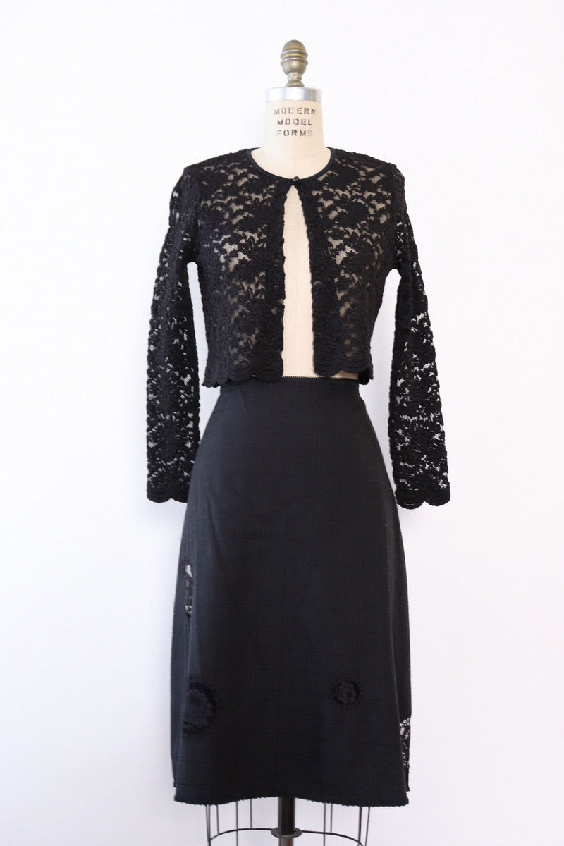 Jacquard Flare Lace Inset Skirt M/L