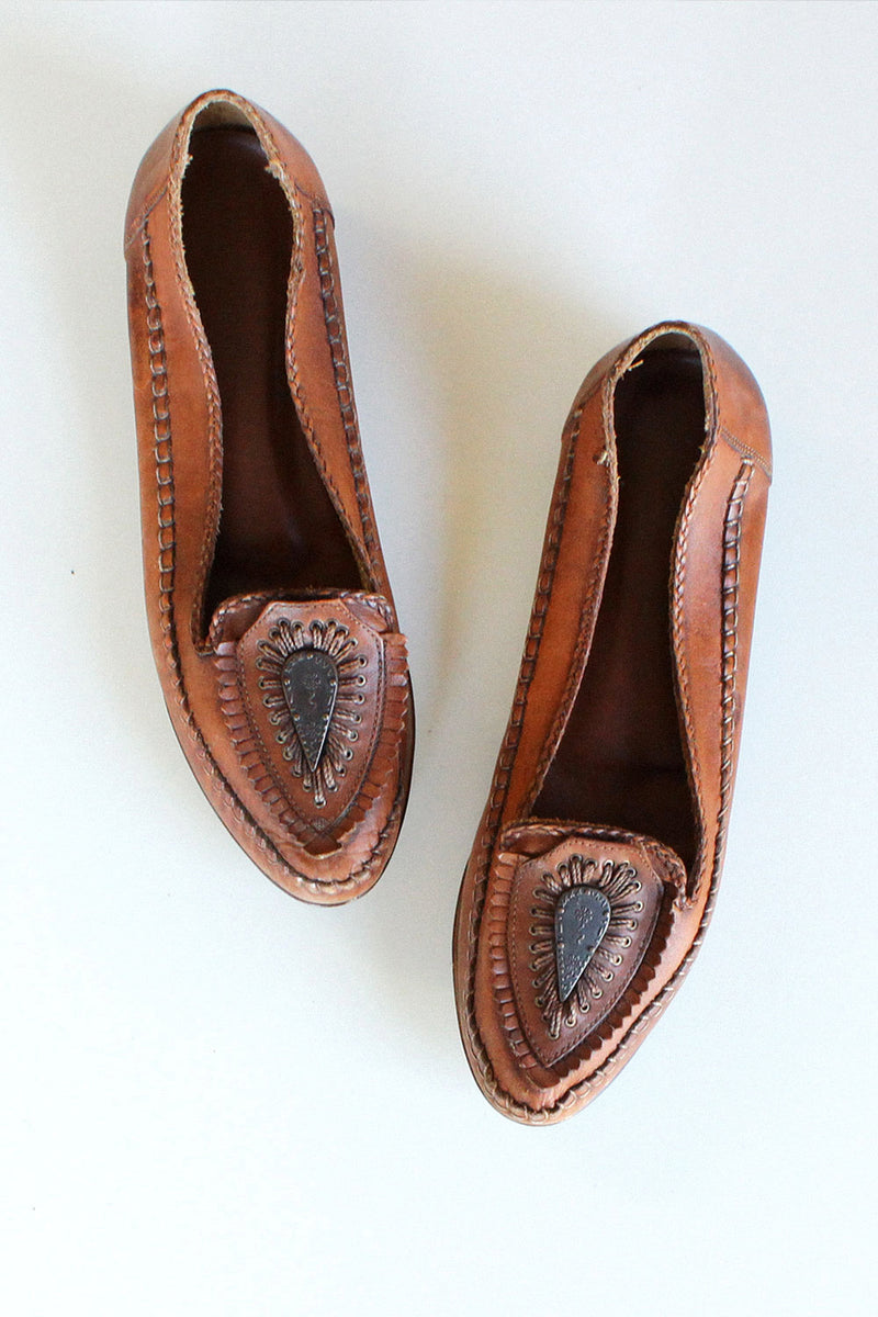 Embellished Leather Moccasins 8 1/2