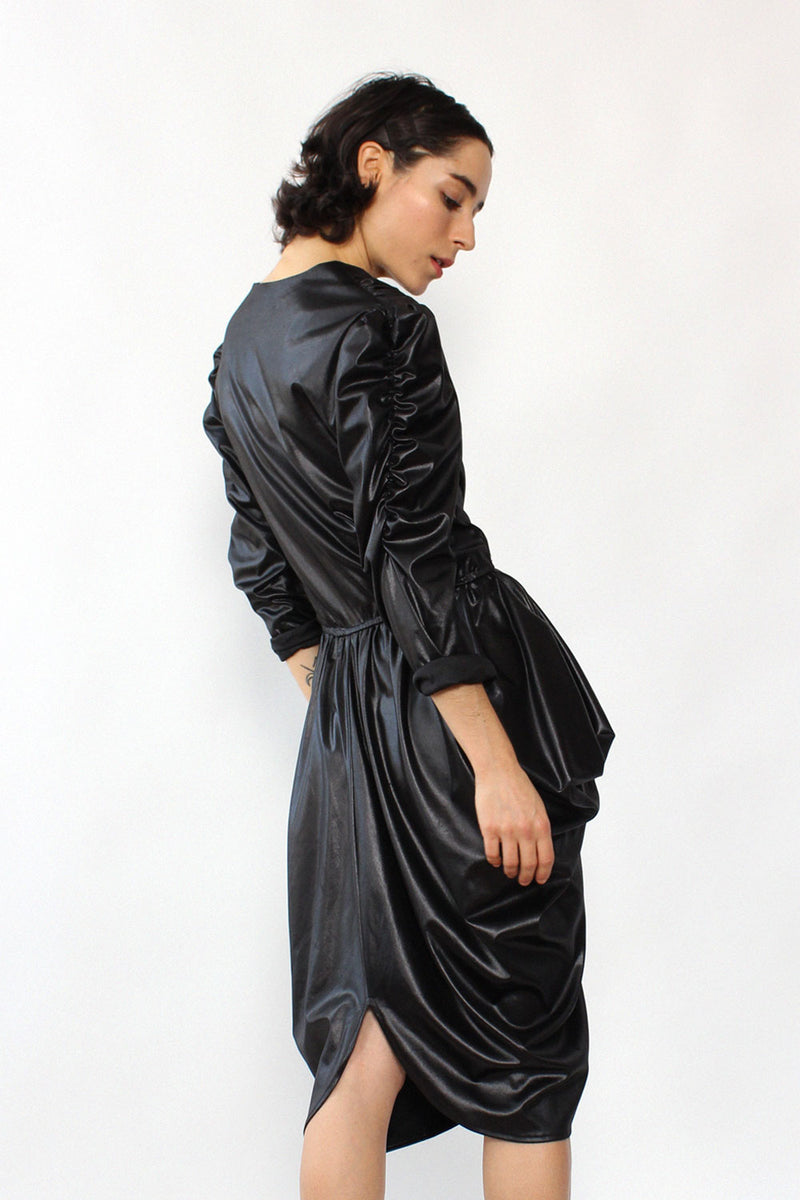 Wet Look Ruched Peg Dress M/L