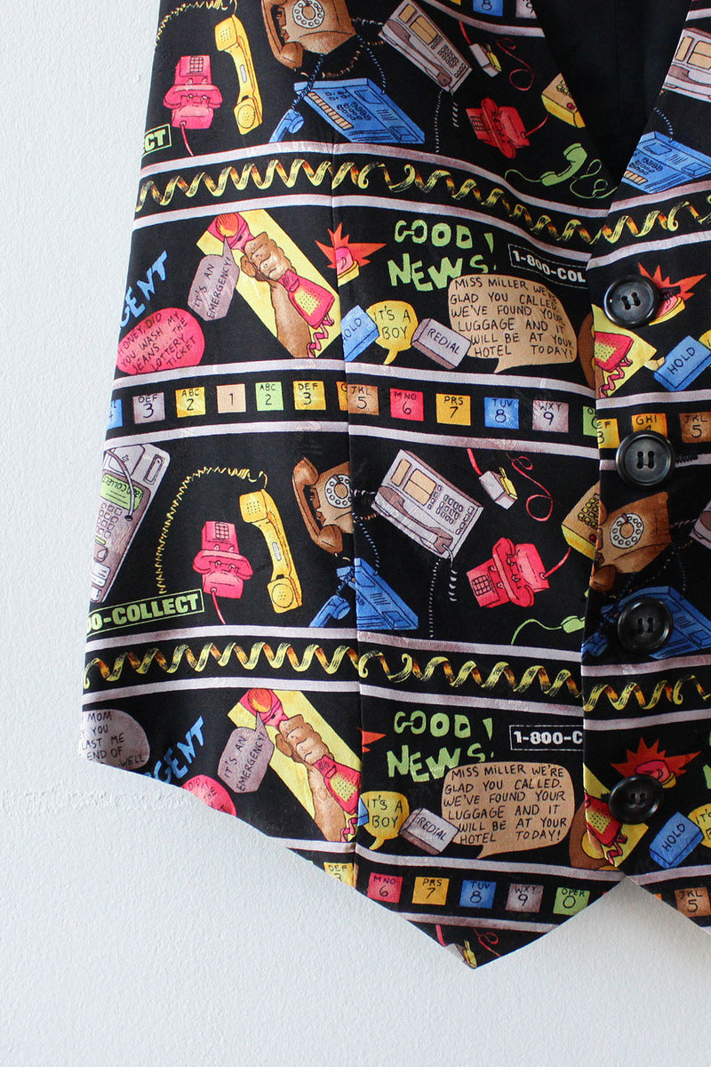 Nicole Miller Novelty Print Telephone Vest M