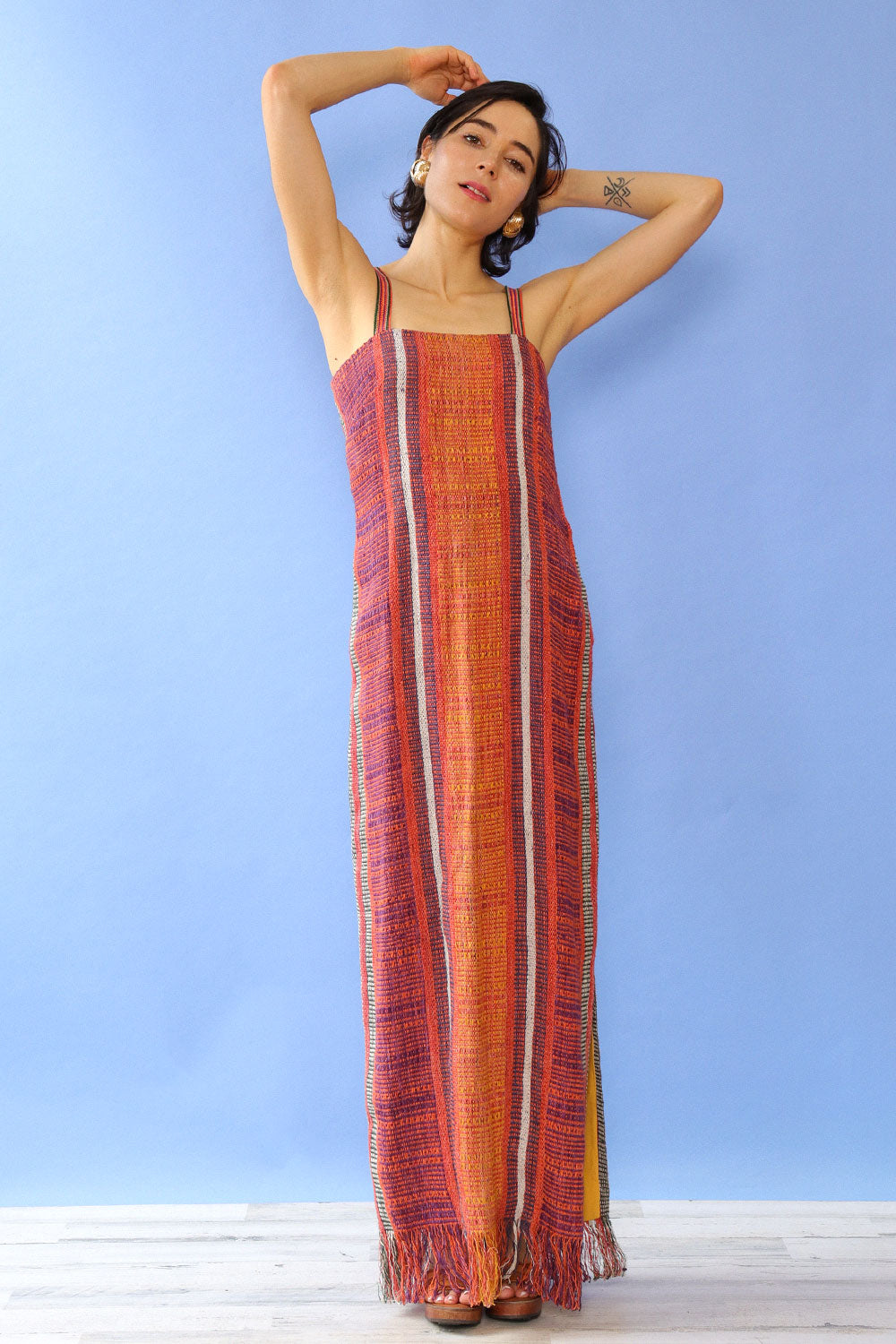 Sunset Woven Column Fringe Dress Set XS/S