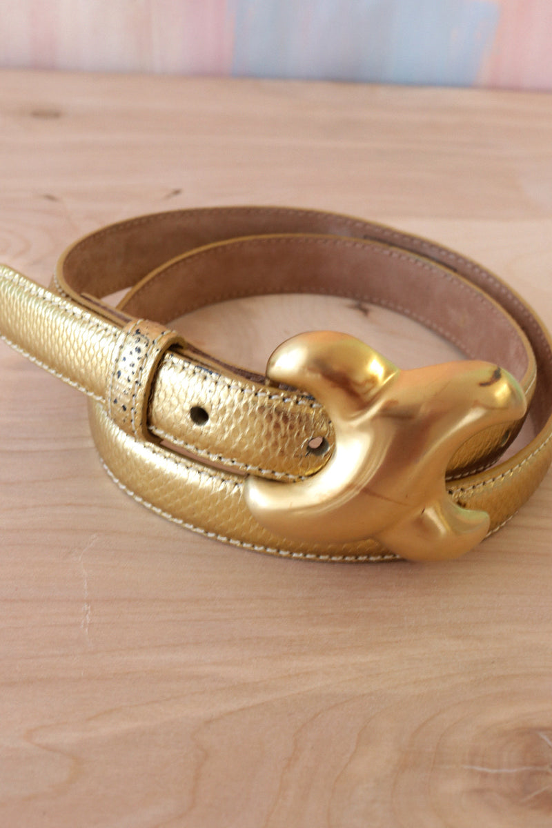 Reptilian Bronzed Leather Belt