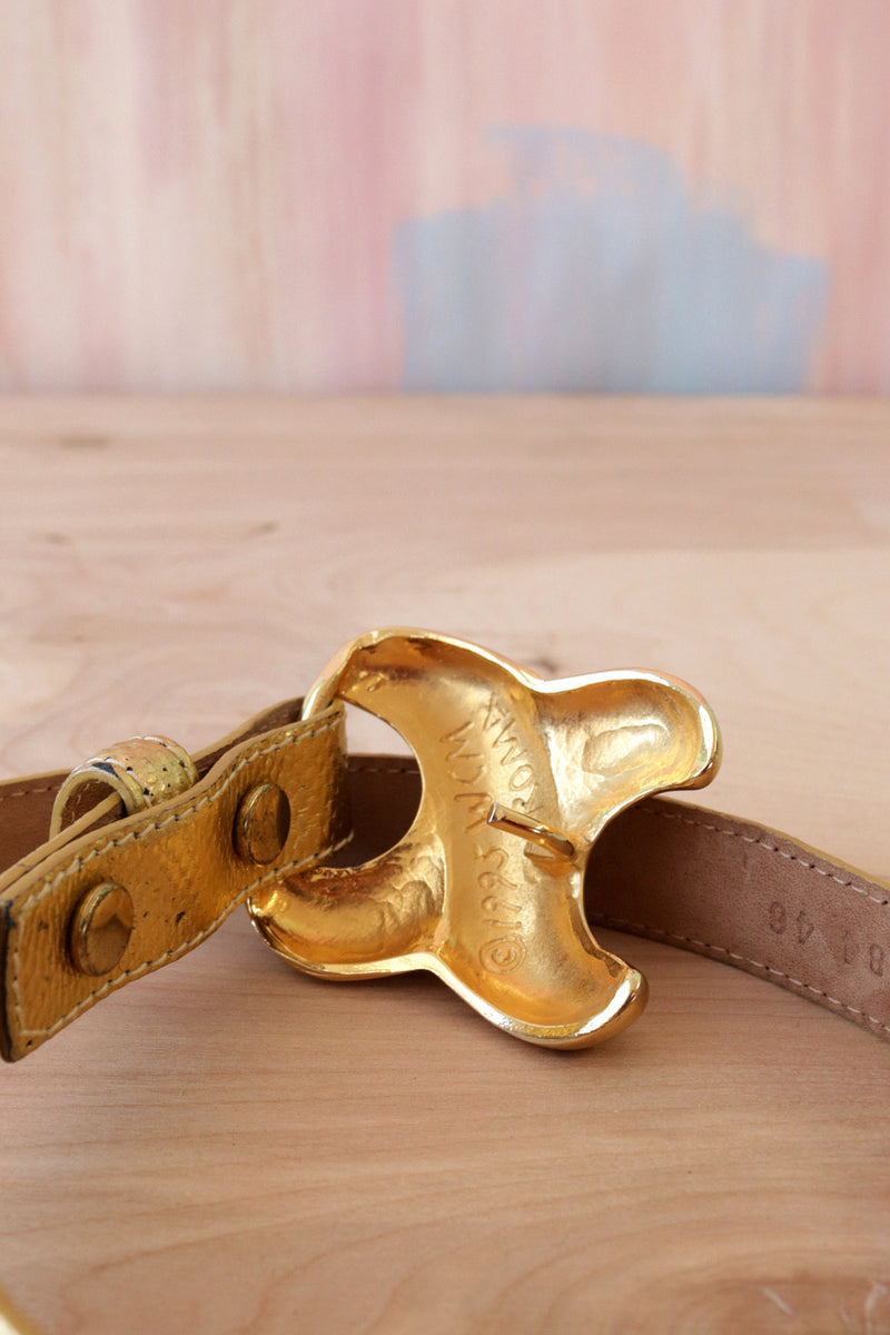 Reptilian Bronzed Leather Belt