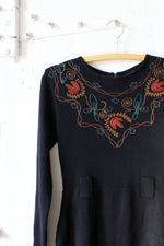 Embroidered Knit Peplum Dress S/M