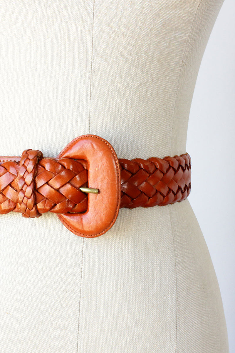 Pumpkin Braided Leather Belt