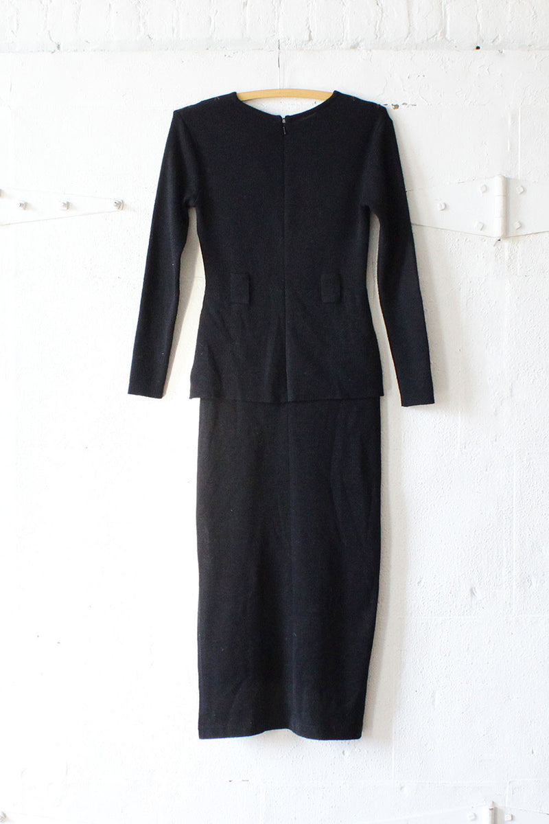 Embroidered Knit Peplum Dress S/M
