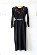 Embroidered Knit Peplum Dress S/M