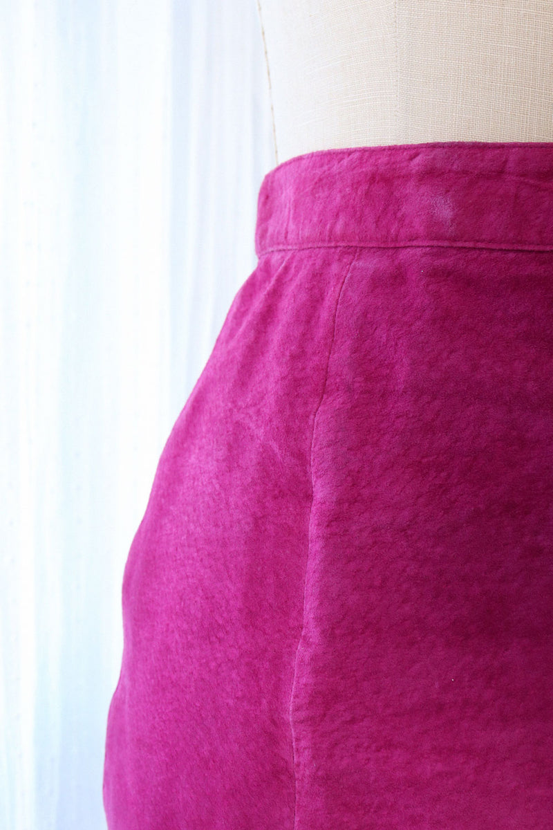 Fuchsia Suede Mini Skirt S/M