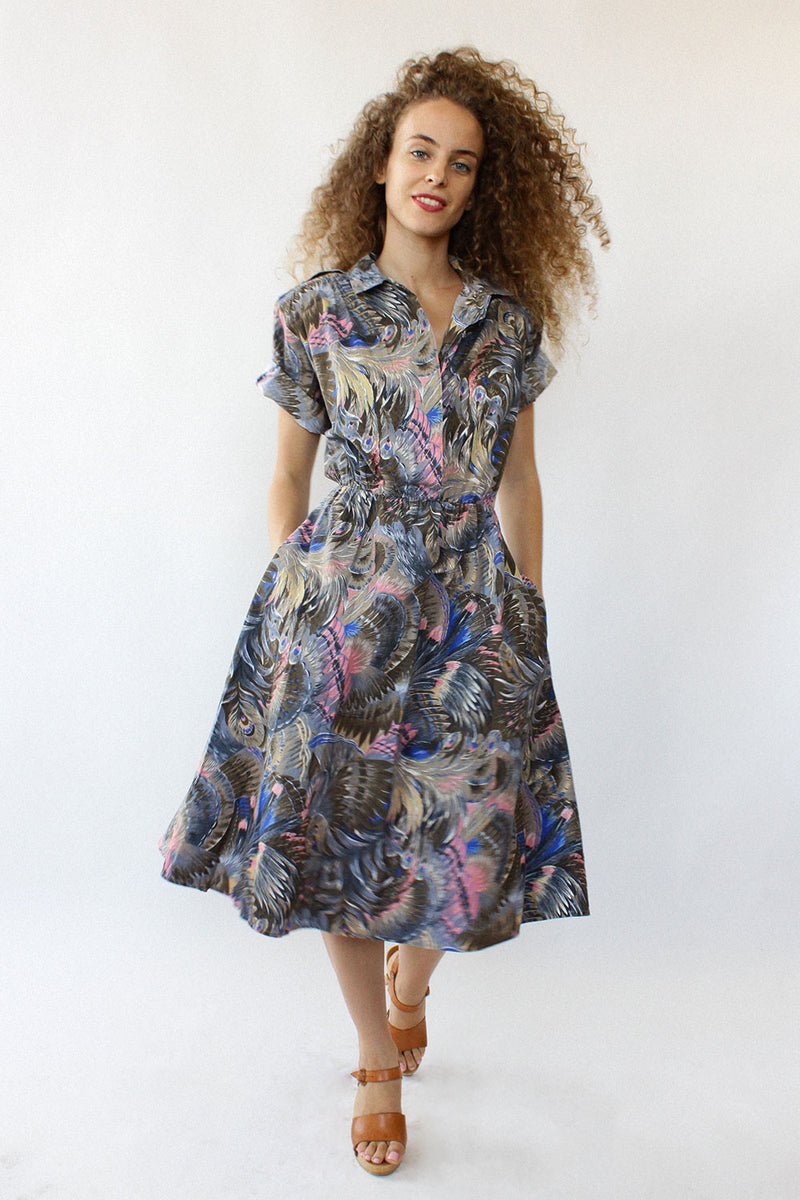 Cabrais Feather Print Shirtdress M/L