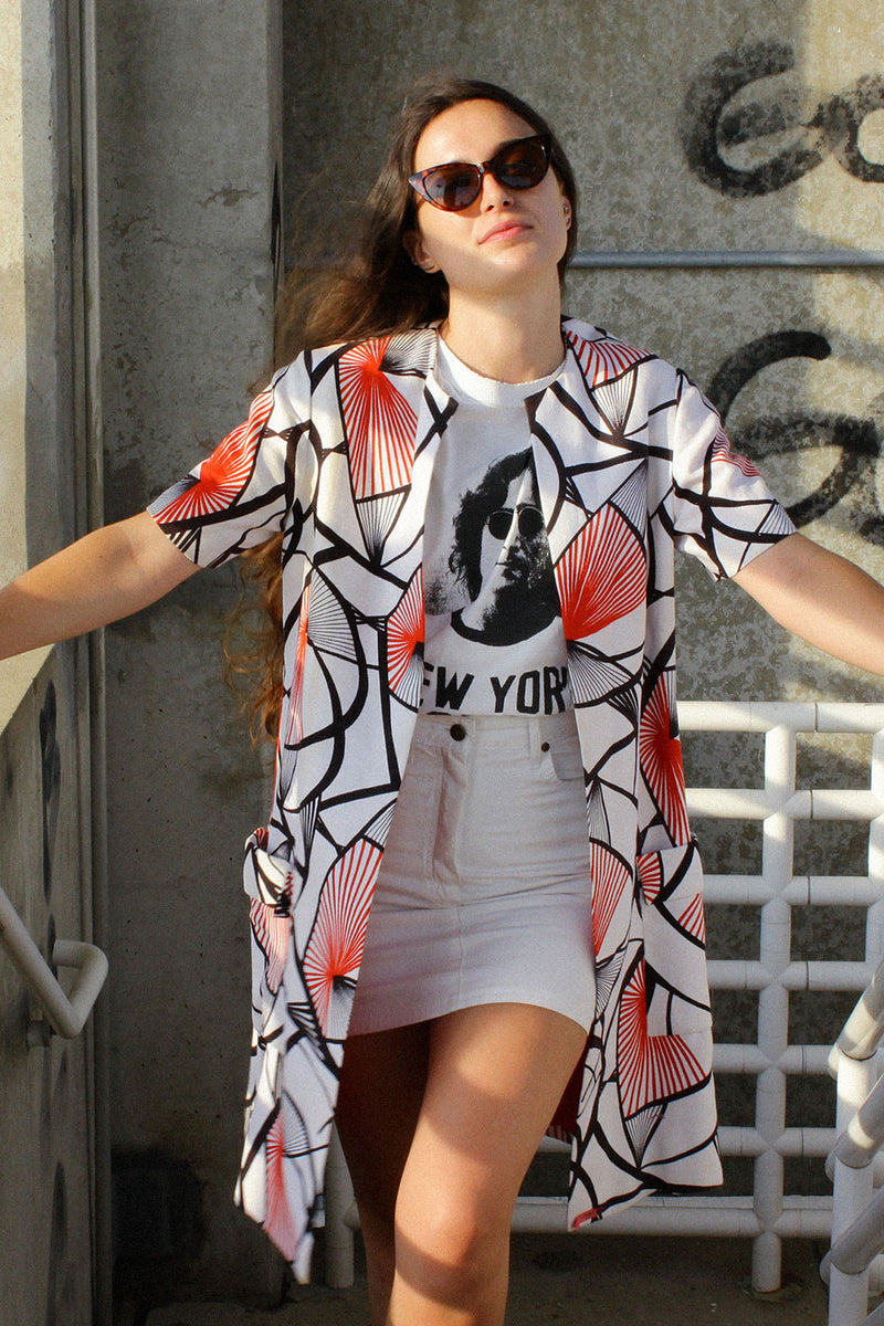 Geometric Fan Print Jacket S/M