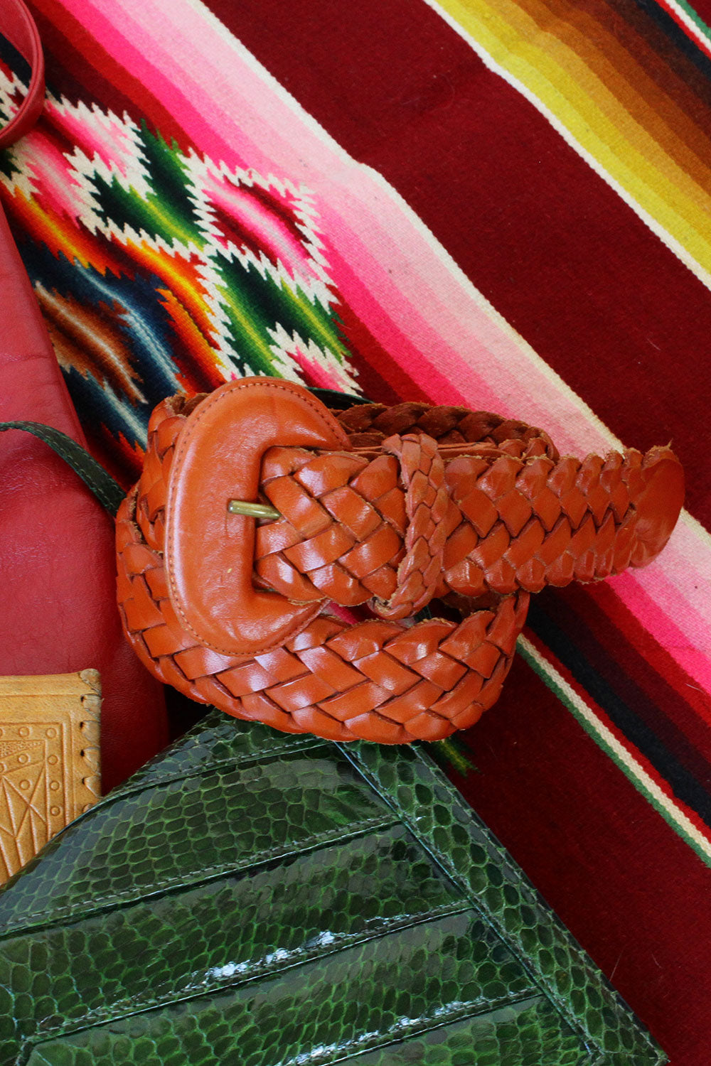 Pumpkin Braided Leather Belt